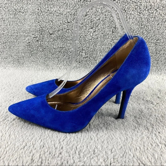 Bcbgeneration shoe heels Pump‎ Womens 6 B Blue Suede Pointed Toe Kitten Heels - Picture 4 of 13